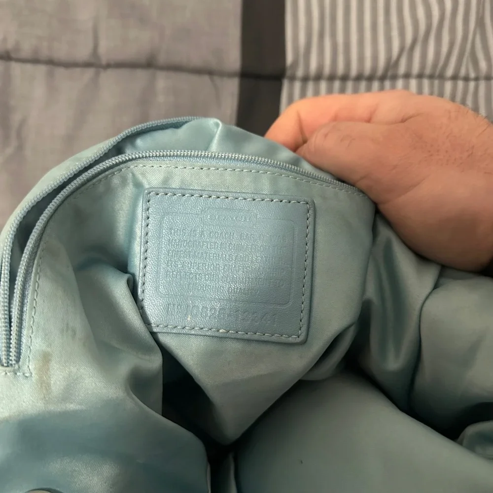Coach Op Art 'Leah' Coated Canvas Hobo Black Off-White Natural Leather Trim Bag